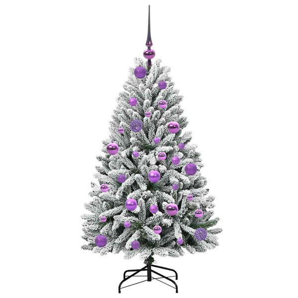 Vihreä ja valkoinen tekojoulukuusi 120 cm PVC ja metalli