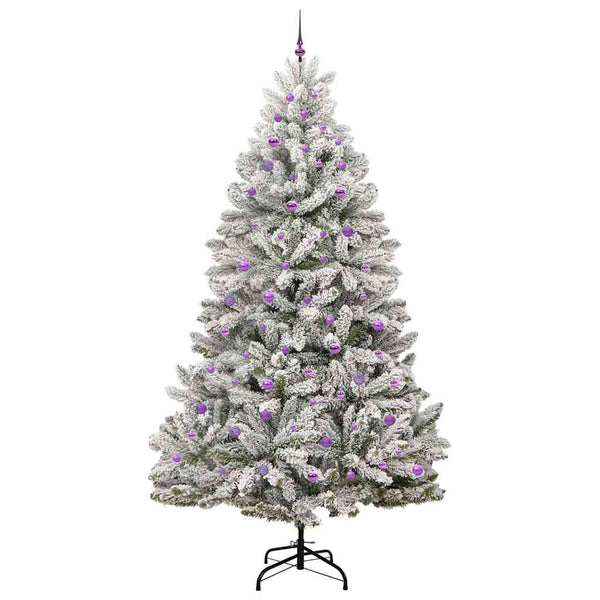 Vihreä-valkoinen 270 cm teko joulukuusi PVC:stä ja metallista