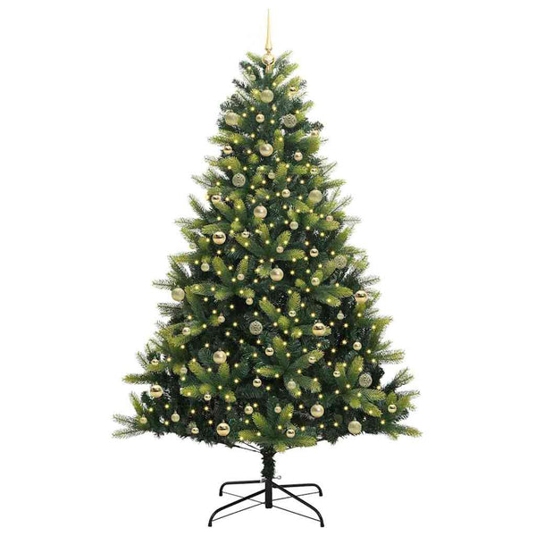 Tekoinen Kaatuva Joulukuusi 300 LEDiä Vihreä 240 cm PVC ja PE