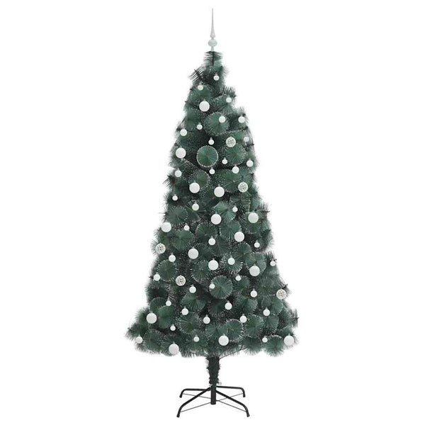 Tekotakku jouluvaloilla ja pallosetillä Vihreä 210 cm PET