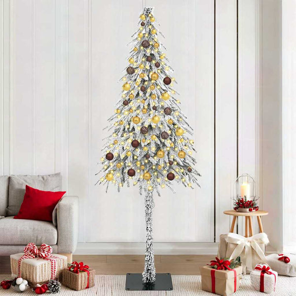 Joulukuusi 300 LED-valoilla Valkoinen 210 cm PE ja Teräs