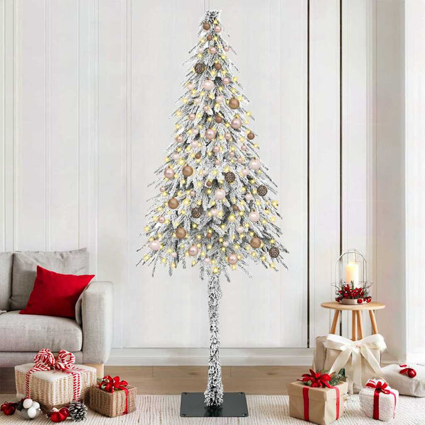 Joulukuusi 300 LED-valoilla Valkoinen 210 cm PE ja Teräs