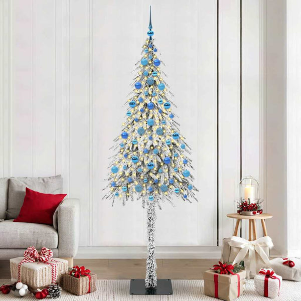 Joulukuusi 300 LED-valoilla Valkoinen 210 cm PE ja Teräs
