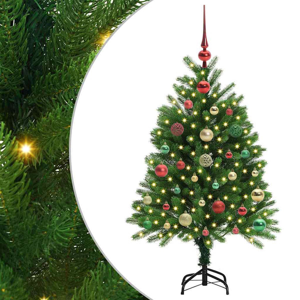 Joulukuusi 150 LED-valoilla jalustalla Vihreä 120 cm PE