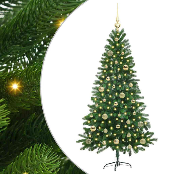 Joulukuusi 150 LED-valoilla jalustalla Vihreä 150 cm PE