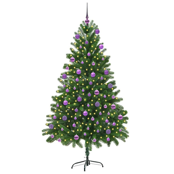 Joulukuusi 300 LED-valoilla jalustalla Vihreä 180 cm PE