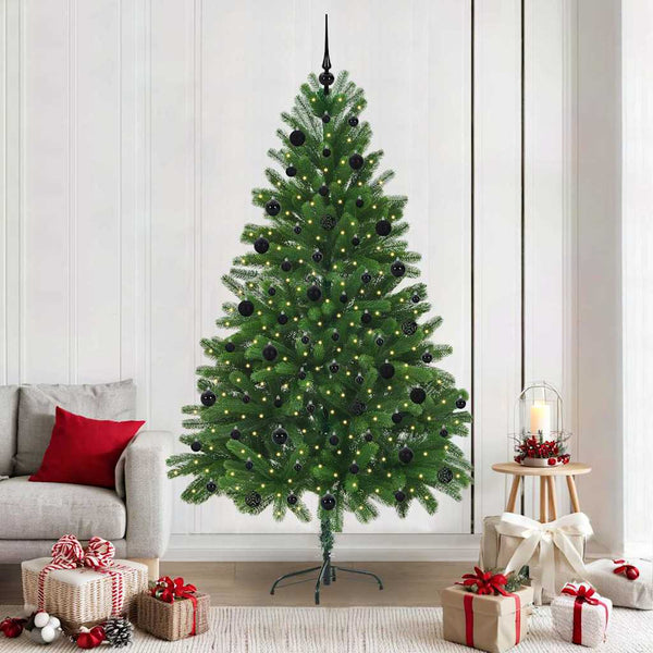 Joulukuusi 300 LED-valoilla jalustalla Vihreä 210 cm PE