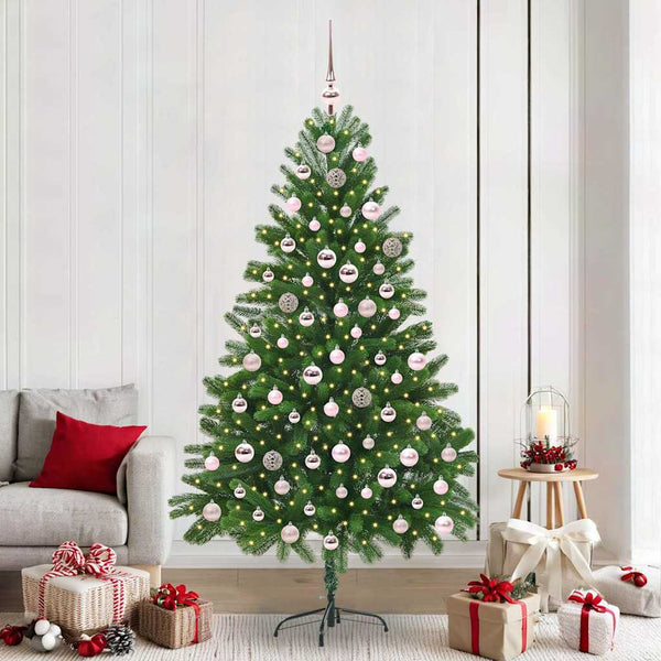 Joulukuusi 300 LED-valoilla jalustalla Vihreä 210 cm PE