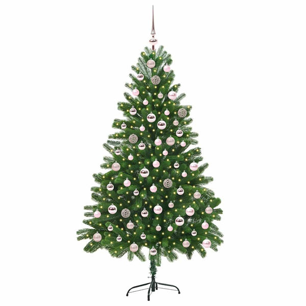 Joulukuusi 300 LED-valoilla jalustalla Vihreä 210 cm PE