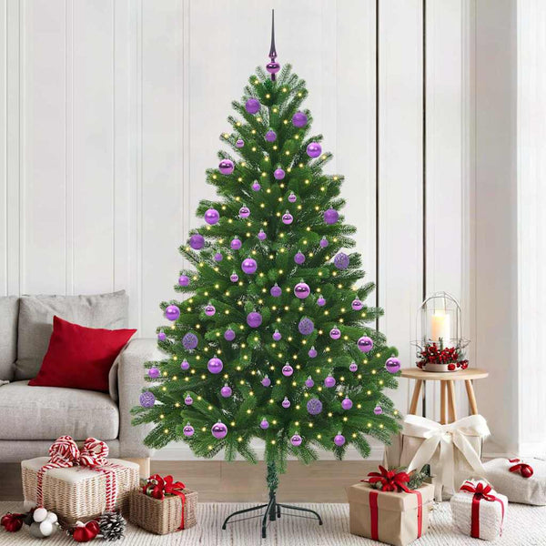 Joulukuusi 300 LED-valoilla jalustalla Vihreä 210 cm PE