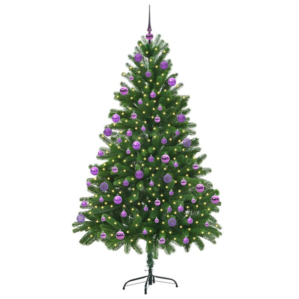 Joulukuusi 300 LED-valoilla jalustalla Vihreä 210 cm PE
