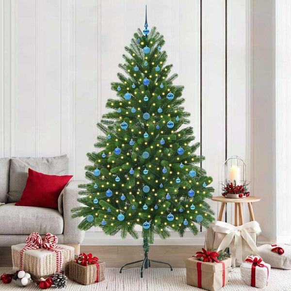 Joulukuusi 300 LED-valoilla jalustalla Vihreä 210 cm PE