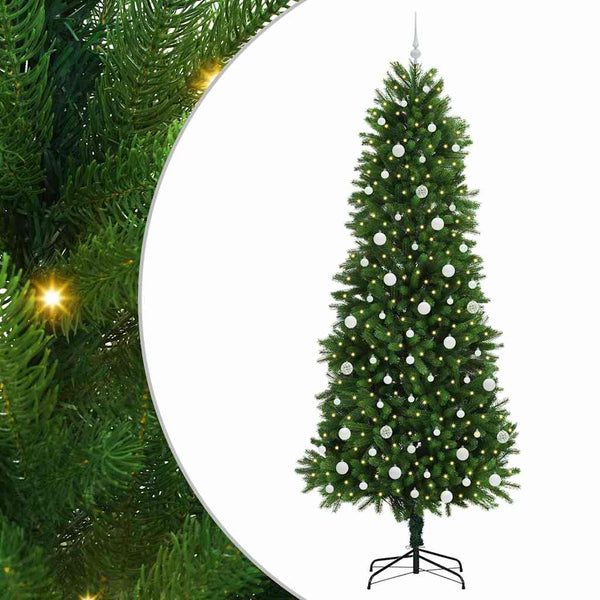 Joulukuusi 300 LED-valoilla jalustalla Vihreä 240 cm PE