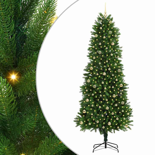 Joulukuusi LED-valoilla Vihreä 240 cm PE