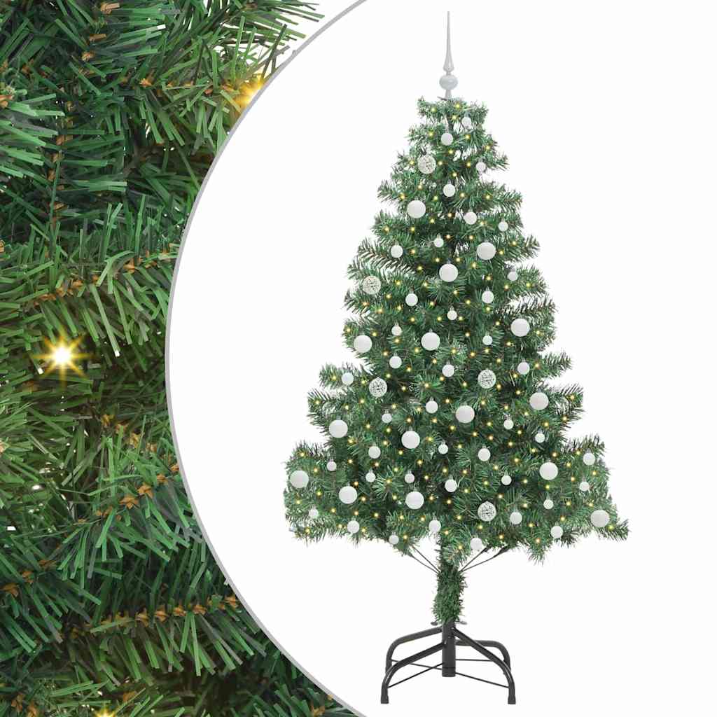 Joulukuusi LED-valoilla Vihreä 210 cm PVC ja teräs