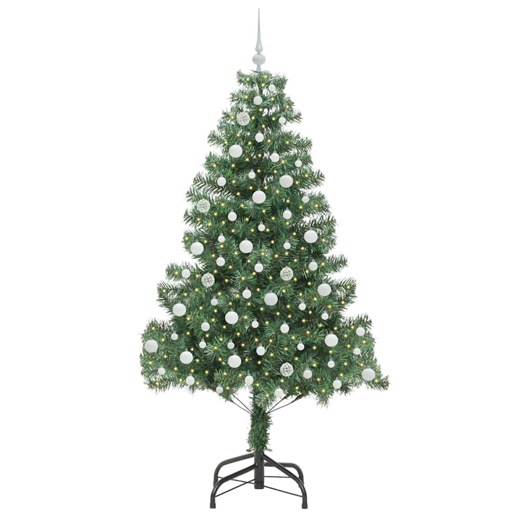 Joulukuusi LED-valoilla Vihreä 210 cm PVC ja teräs