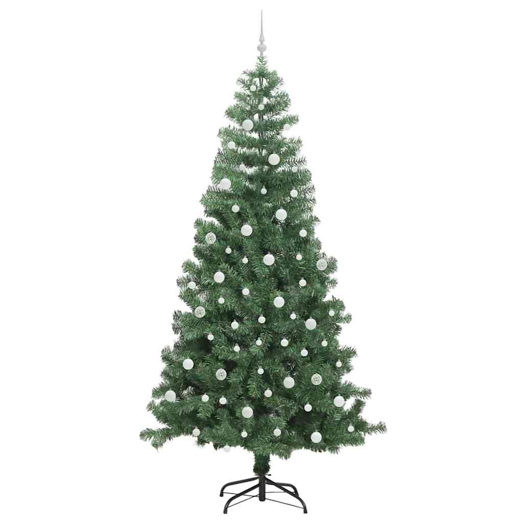 Joulukuusi LED-valoilla Vihreä 240 cm PVC ja teräs