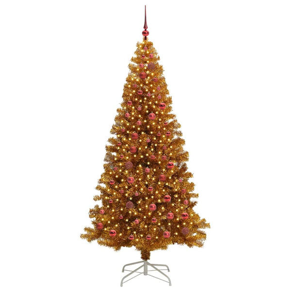 Joulukuusi LED-valoilla Kulta 210 cm PET ja teräs