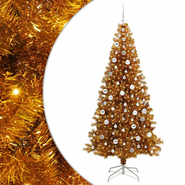 Joulukuusi LED-valoilla Kulta 210 cm PET ja teräs