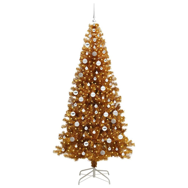 Joulukuusi LED-valoilla Kulta 210 cm PET ja teräs
