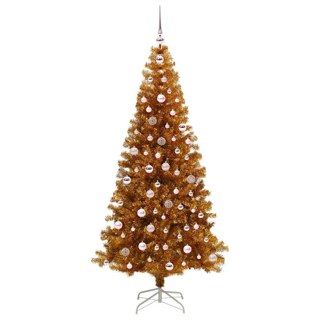 Joulukuusi LED-valoilla Kulta 240 cm PET ja teräs