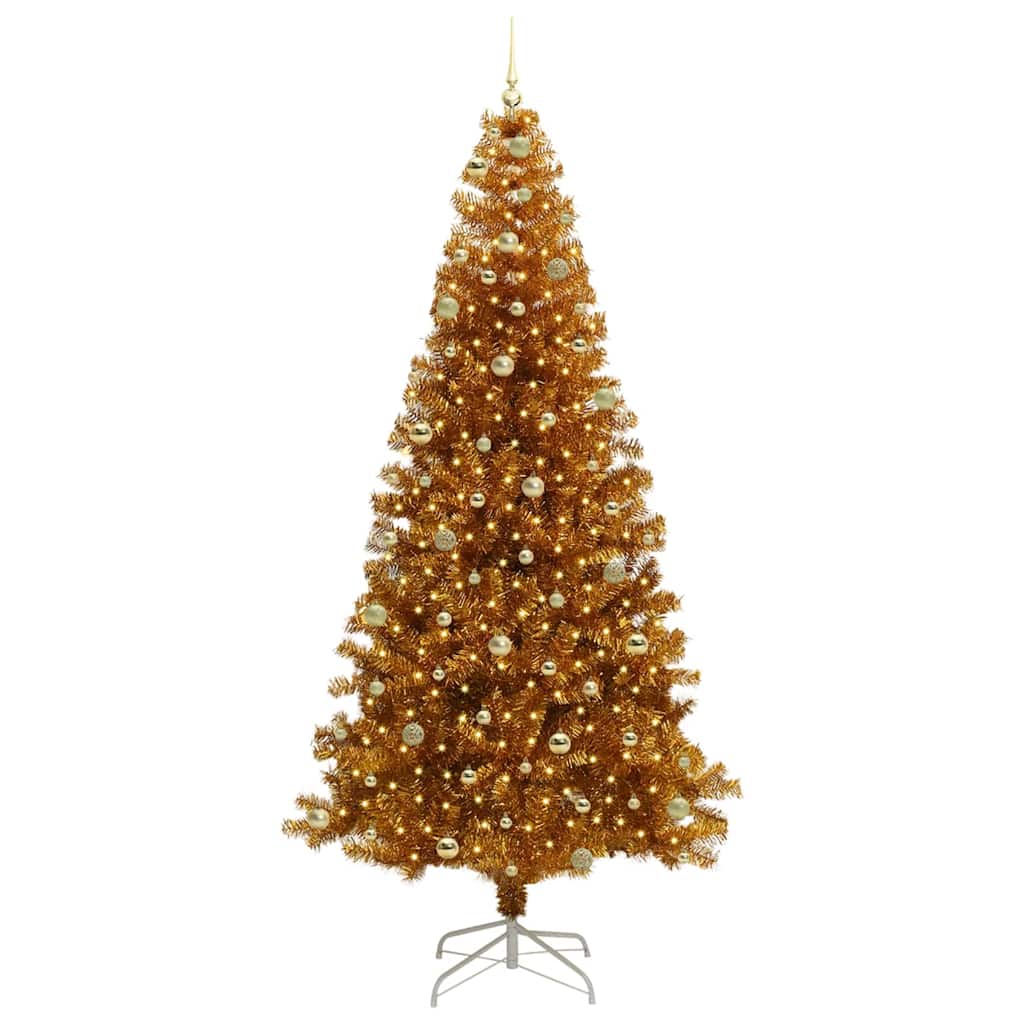 Joulukuusi LED-valoilla Kulta 240 cm PET ja teräs