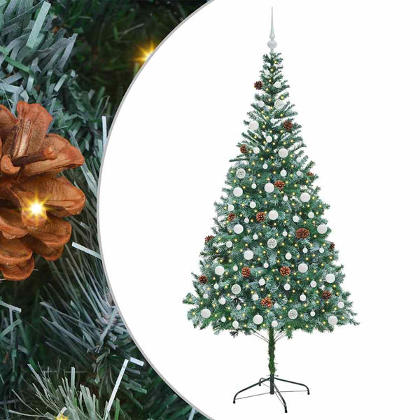 Tekojoulukuusi 300 LED-valoilla Vihreä 210 cm PVC ja teräs