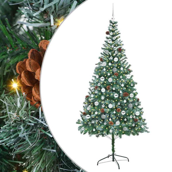 Tekojoulukuusi 300 LED-valoilla Vihreä 210 cm PVC ja teräs