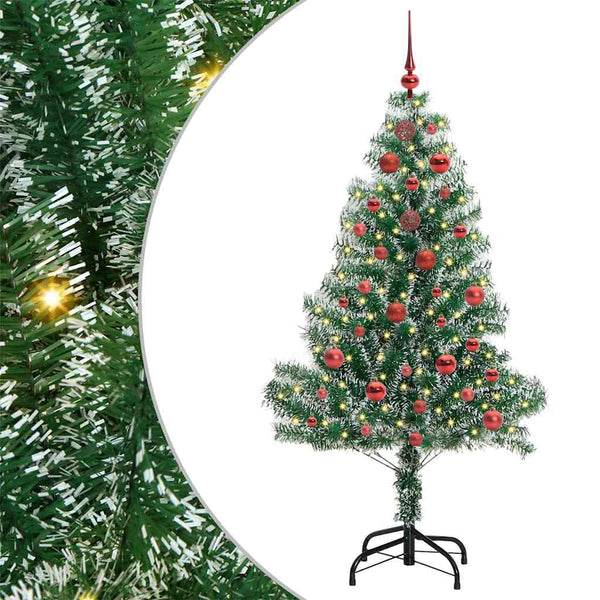 Tekoinen joulukuusi lumiflockilla ja LED-valolla 150 cm