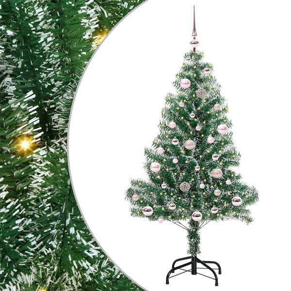 Tekoinen joulukuusi lumiflockilla ja LED-valolla 150 cm