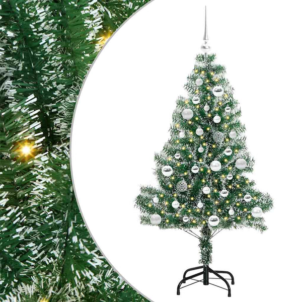 Tekoinen joulukuusi lumiflockilla ja LED-valolla 150 cm