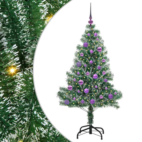 Tekoinen joulukuusi lumiflockilla ja LED-valolla 150 cm