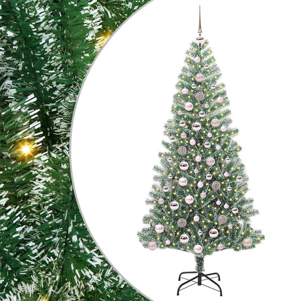 Tekoinen joulukuusi lumiflockilla ja LED-valolla 180 cm
