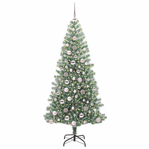 Tekoinen joulukuusi lumiflockilla ja LED-valolla 180 cm