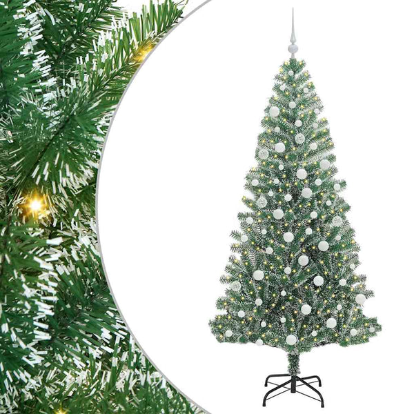 Tekoinen joulukuusi lumiflockilla ja LED-valolla 180 cm