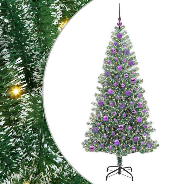 Tekoinen joulukuusi lumiflockilla ja LED-valolla 180 cm