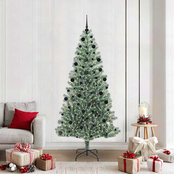 Tekoinen joulukuusi lumiflockilla ja LED-valolla 210 cm