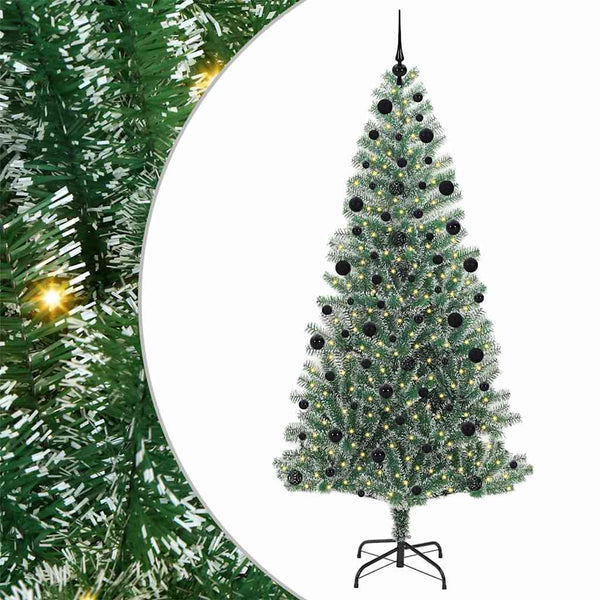 Tekoinen joulukuusi lumiflockilla ja LED-valolla 210 cm