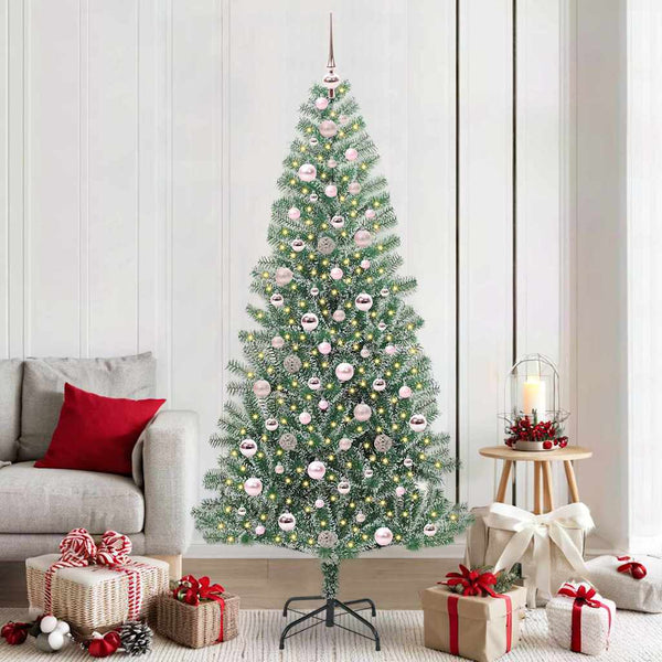Tekoinen joulukuusi lumiflockilla ja LED-valolla 210 cm