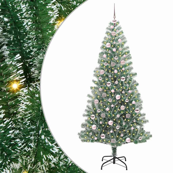 Tekoinen joulukuusi lumiflockilla ja LED-valolla 210 cm