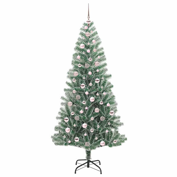 Tekoinen joulukuusi lumiflockilla ja LED-valolla 210 cm