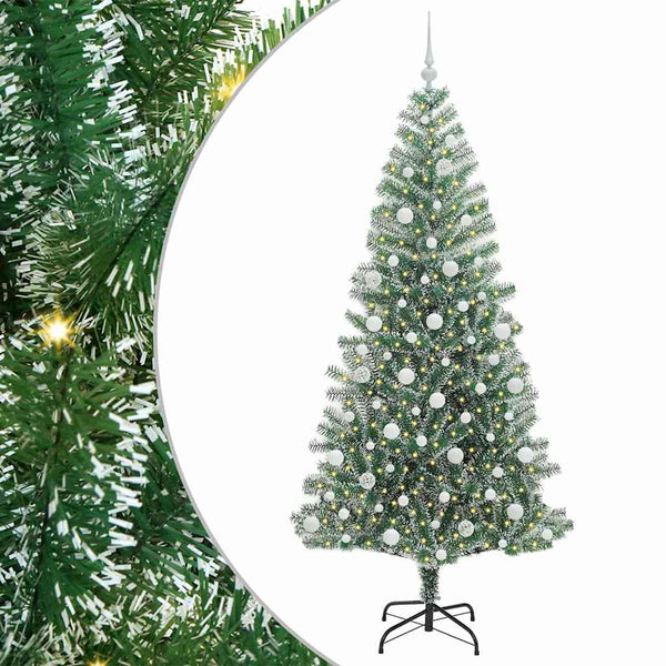 Tekoinen joulukuusi lumiflockilla ja LED-valolla 210 cm