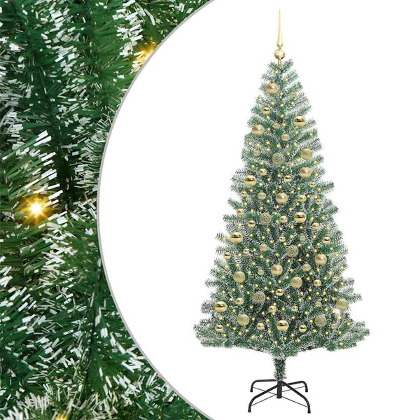 Tekoinen joulukuusi lumiflockilla ja LED-valolla 210 cm