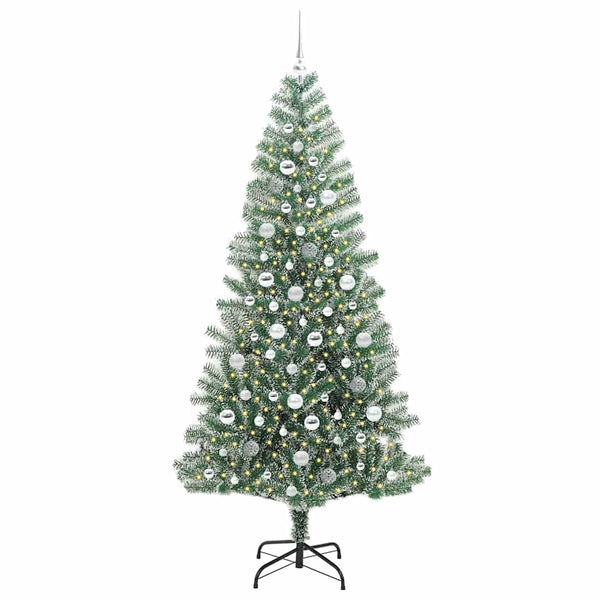 Tekoinen joulukuusi lumiflockilla ja LED-valolla 210 cm