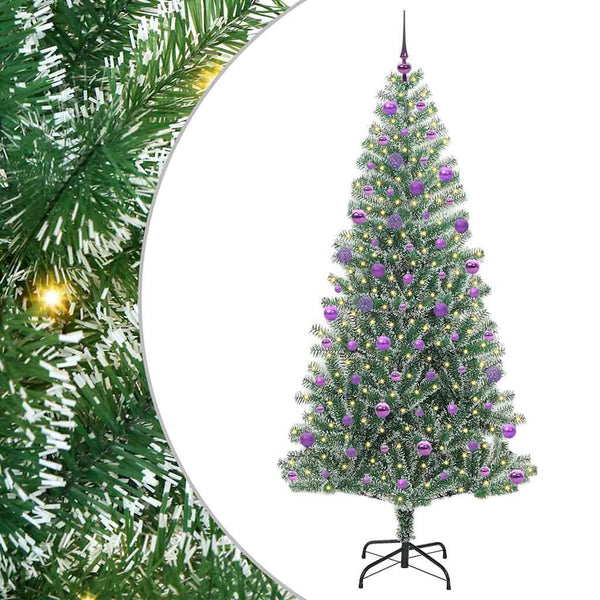 Tekoinen joulukuusi lumiflockilla ja LED-valolla 210 cm