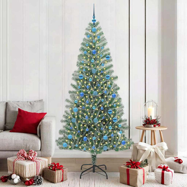Tekoinen joulukuusi lumiflockilla ja LED-valolla 210 cm