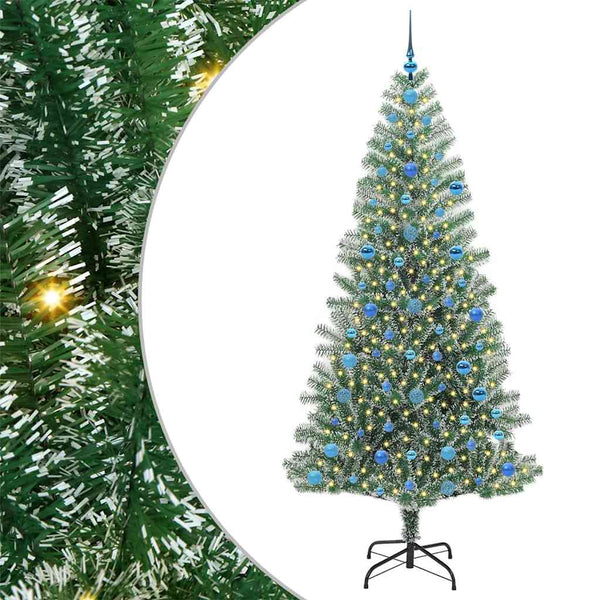 Tekoinen joulukuusi lumiflockilla ja LED-valolla 210 cm