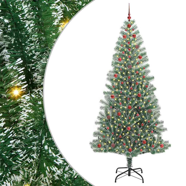 Tekoinen joulukuusi lumiflockilla ja LED-valolla 240 cm
