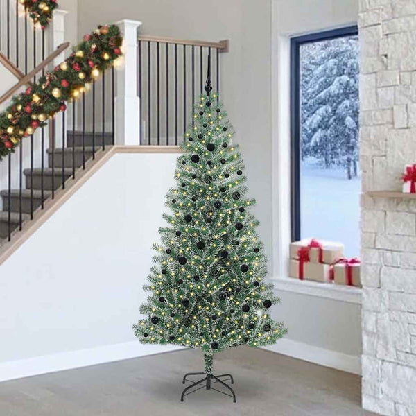 Tekoinen joulukuusi lumiflockilla ja LED-valolla 240 cm