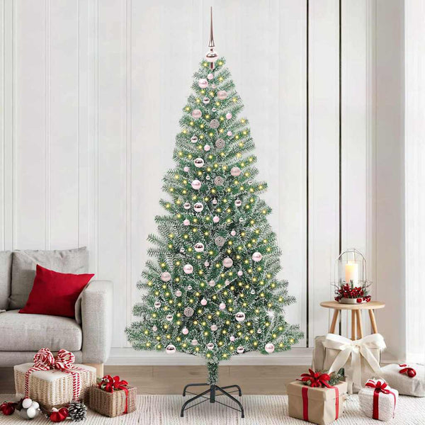 Tekoinen joulukuusi lumiflockilla ja LED-valolla 240 cm